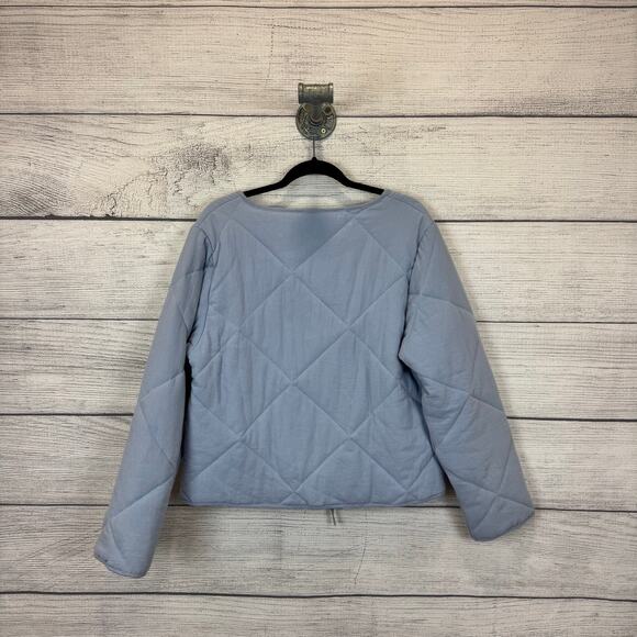 Baevely Women's Light Blue Quilted Tie Front Jacket Size Medium - Picture 8 of 8